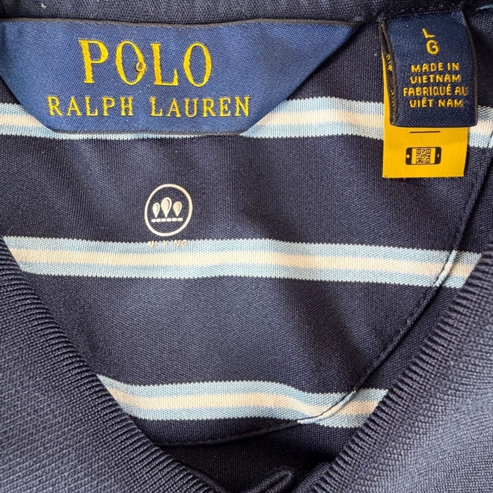 Polo Ralph Lauren US Open Torrey Pines Golf Polo Shirt Mens Large Navy Striped - Picture 5 of 6